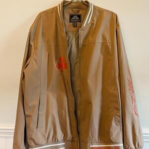 Millennial Fashion Club varsity jacket.